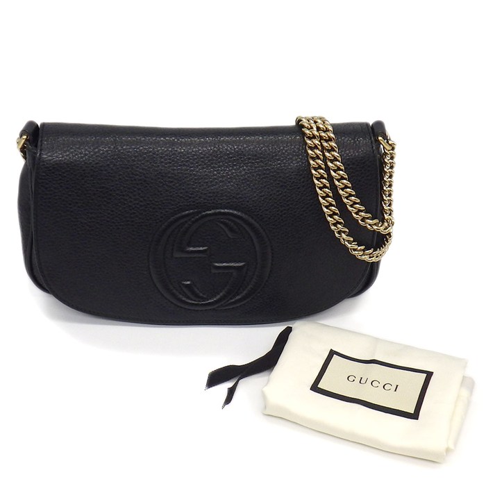 グッチ GUCCI ショルダーバッグ ソーホー チェーンショルダーバッグ 336752 ブラック レザー ゴールド金具 【中古】