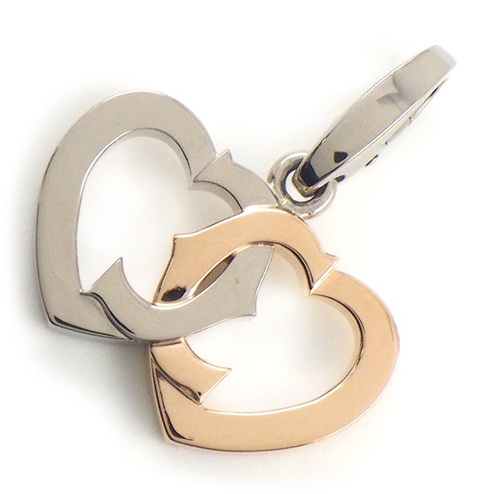 カルティエ Cartier チャーム ペンダントトップ ダブル ハート K18PG K18WG 【中古】