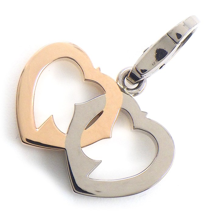 カルティエ Cartier チャーム ペンダントトップ ダブル ハート K18PG K18WG 【中古】