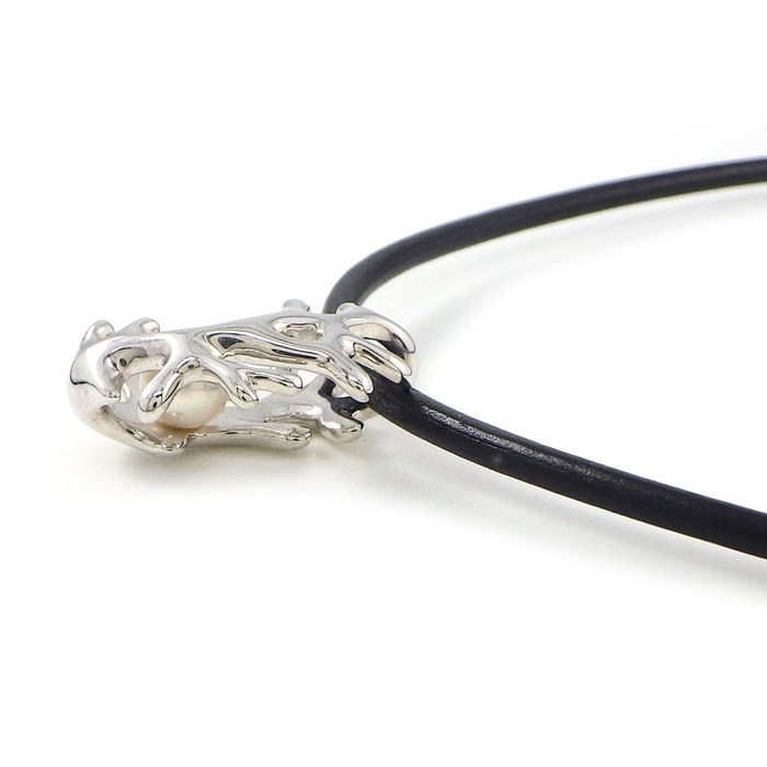 ミキモト MIKIMOTO チョーカー 珊瑚 モチーフ 110年記念 チャリティー 1ポイント パール 5.0mm珠 K18WG ブラック レザー コード 【中古】