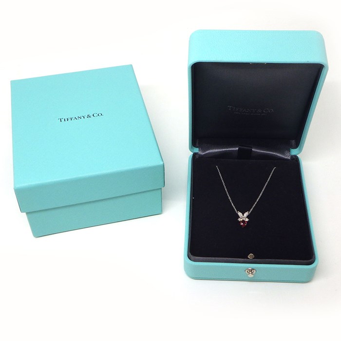 ティファニー Tiffany & Co. ネックレス ビクトリア ヴィクトリア クラスター 1ポイント ルビー 4ポイント マーキスカット ダイヤモンド K18YG PT950 【中古】
