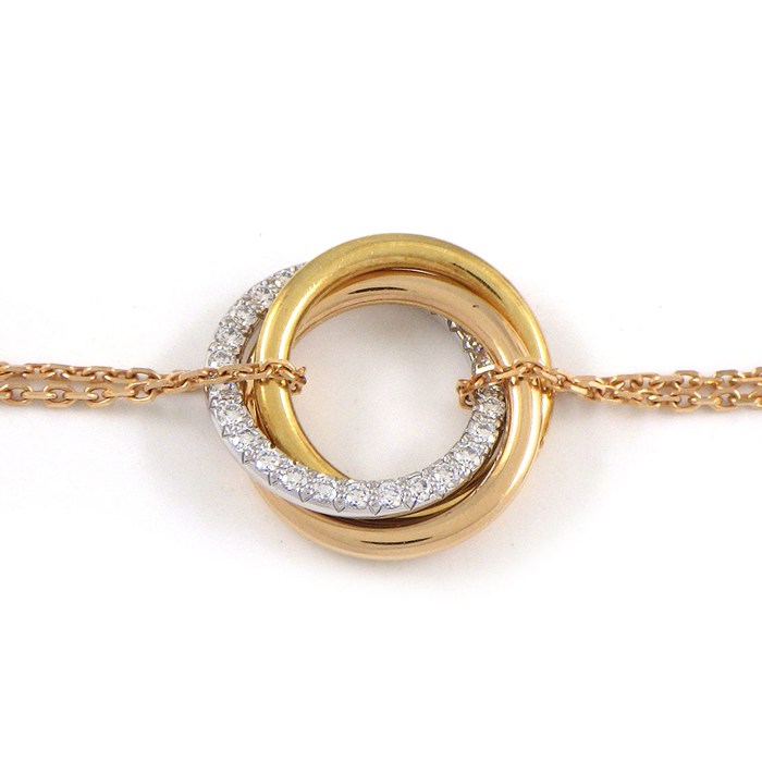カルティエ Cartier ブレスレット トリニティ チェーン B6059017 スリーカラー ダイヤモンド 計0.17ct K18PG K18WG K18YG 【中古】