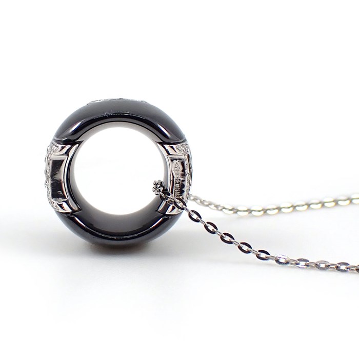 ダミアーニ DAMIANI ネックレス D.ICON ディーアイコン パヴェ ダイヤモンド K18WG ブラック セラミック 黒 【中古】