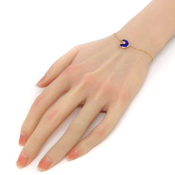 カルティエ Cartier ブレスレット アミュレット ドゥ SM ラウンド サークル 1ポイント ダイヤモンド ラピスラズリ K18YG 【中古】