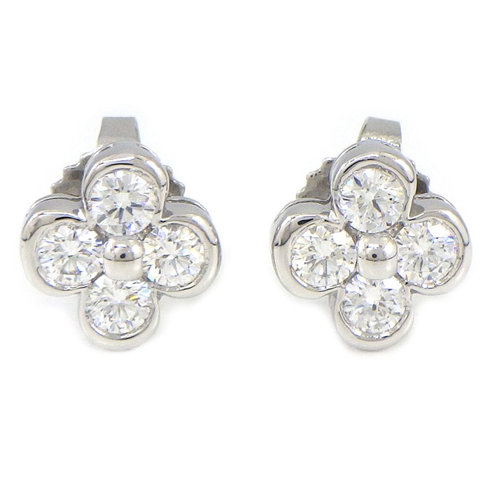 ティファニー Tiffany & Co. ピアス ベゼル フラワー ダイヤモンド PT950 【中古】