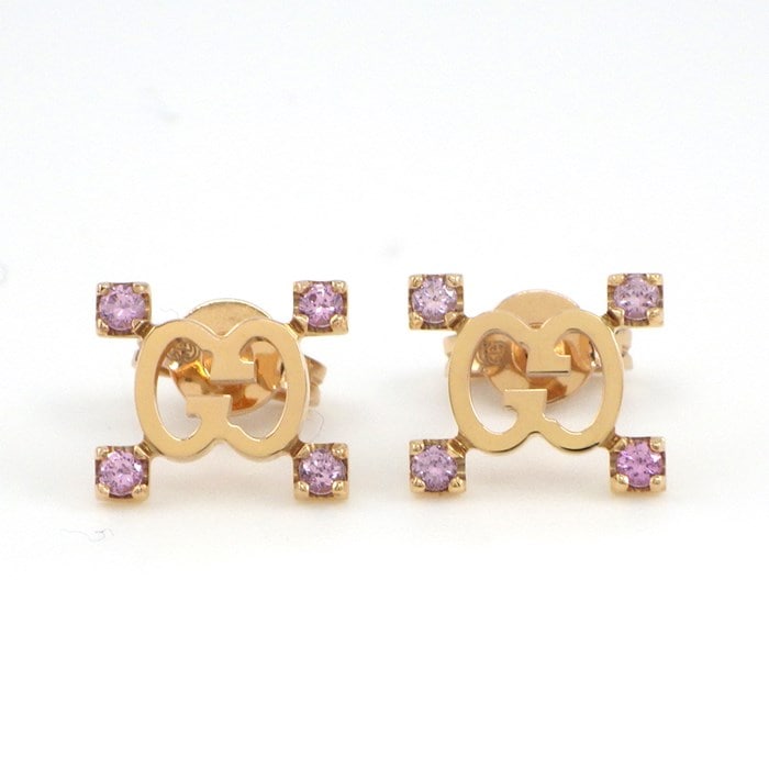 グッチ GUCCI ピアス アイコン スターダスト GG ロゴ ピンクサファイア K18PG 【中古】