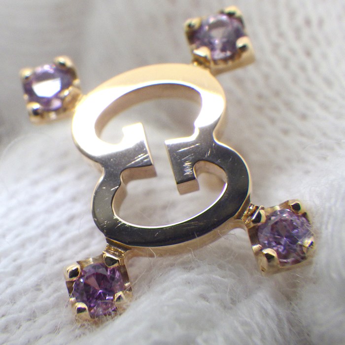 グッチ GUCCI ピアス アイコン スターダスト GG ロゴ ピンクサファイア K18PG 【中古】