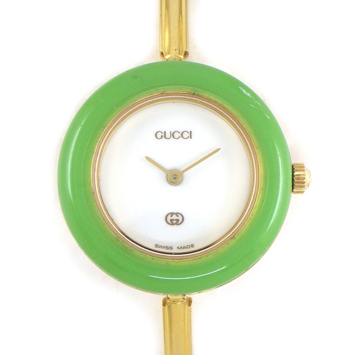 グッチ GUCCI 腕時計 チェンジベゼル 11/12 マルチカラーベゼル 全12色 ホワイト文字盤 GP クオーツアナログ 【中古】