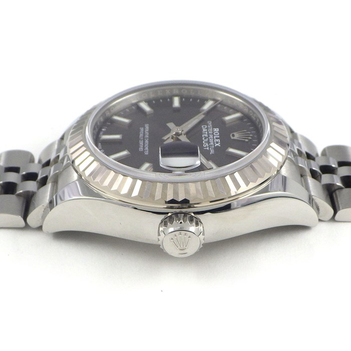 ロレックス Rolex 腕時計 レディ デイトジャスト28 279174 ランダムシリアル ルーレット刻印 サンレイ ダークグレー文字盤 フルーテッドべゼル 夜光インデックス デイト K18WG SS 自動巻き 【中古】