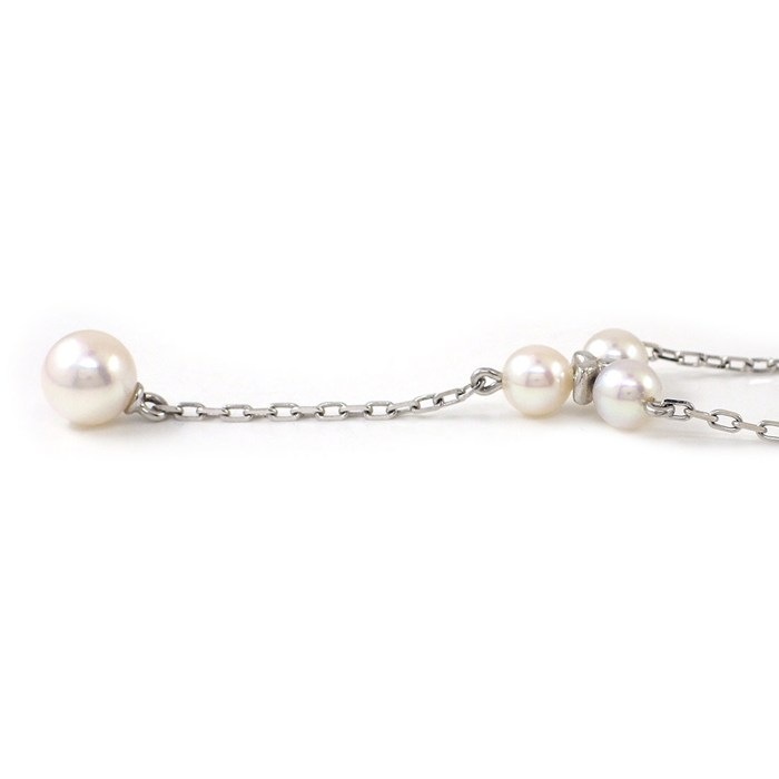 ミキモト MIKIMOTO ネックレス Yシェイプ 4ポイント パール 4.0-5.5mm珠 K18WG 【中古】