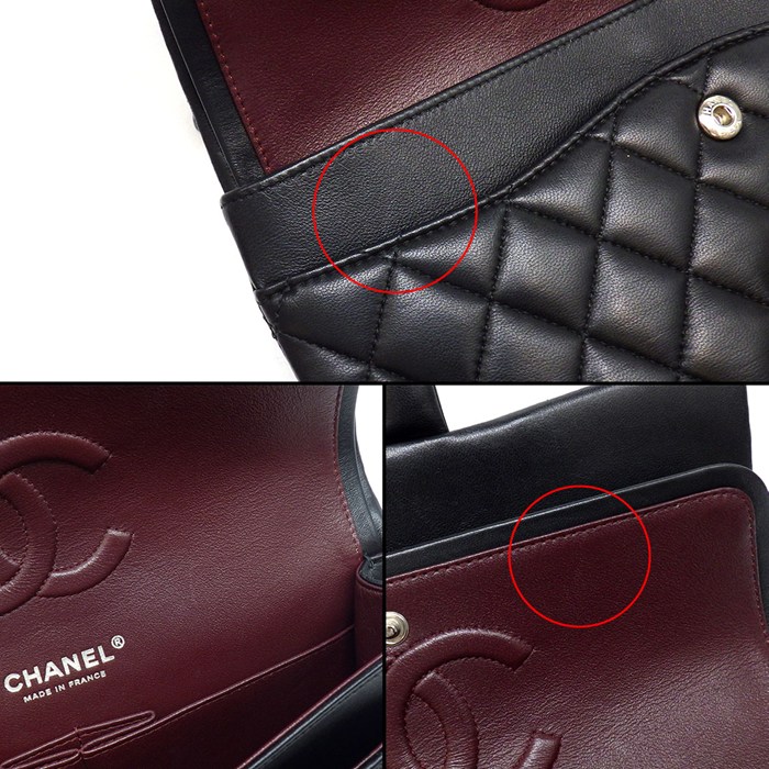 シャネル CHANEL ショルダーバッグ マトラッセ25 11.12 クラシック ハンドバッグ A01112 2018年 ブラック ボルドー ラムスキン 【中古】