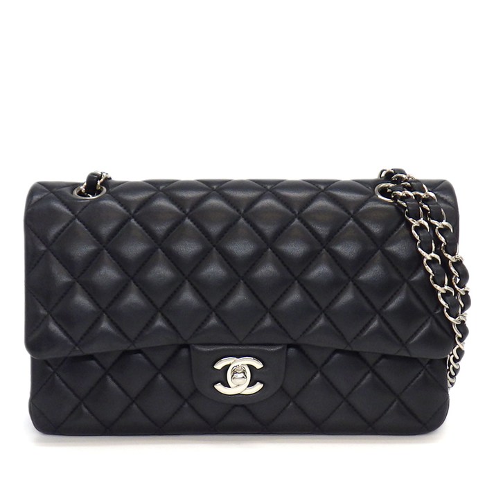 シャネル CHANEL ショルダーバッグ マトラッセ25 11.12 クラシック ハンドバッグ A01112 2018年 ブラック ボルドー ラムスキン 【中古】