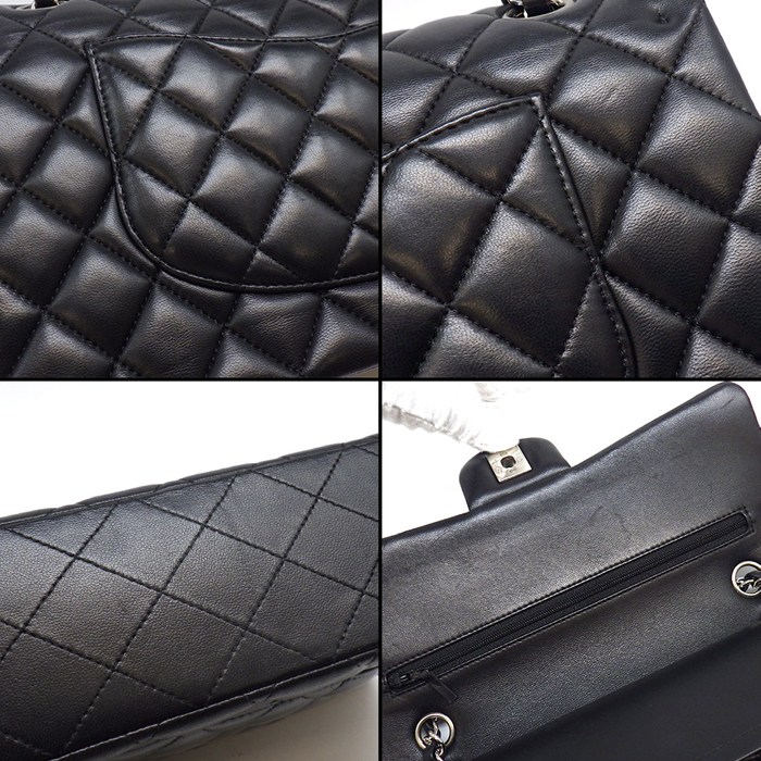 シャネル CHANEL ショルダーバッグ マトラッセ25 11.12 クラシック ハンドバッグ A01112 2018年 ブラック ボルドー ラムスキン 【中古】