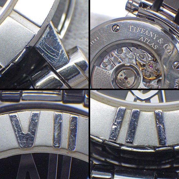 ティファニー Tiffany & Co. 腕時計 アトラス Z1300.11.11A10A00A デイト 裏スケ ブラック文字盤 ローマンインデックス SS セラミック 自動巻き 【中古】