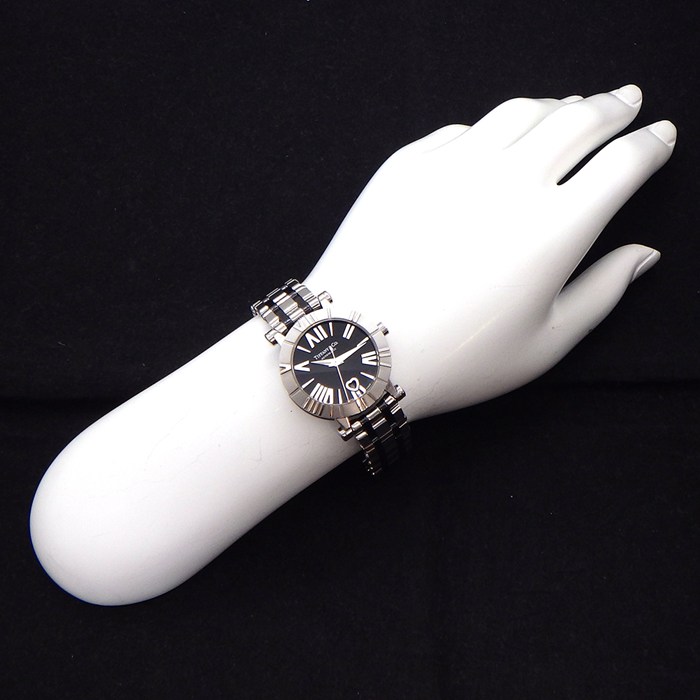 ティファニー Tiffany & Co. 腕時計 アトラス Z1300.11.11A10A00A デイト 裏スケ ブラック文字盤 ローマンインデックス SS セラミック 自動巻き 【中古】