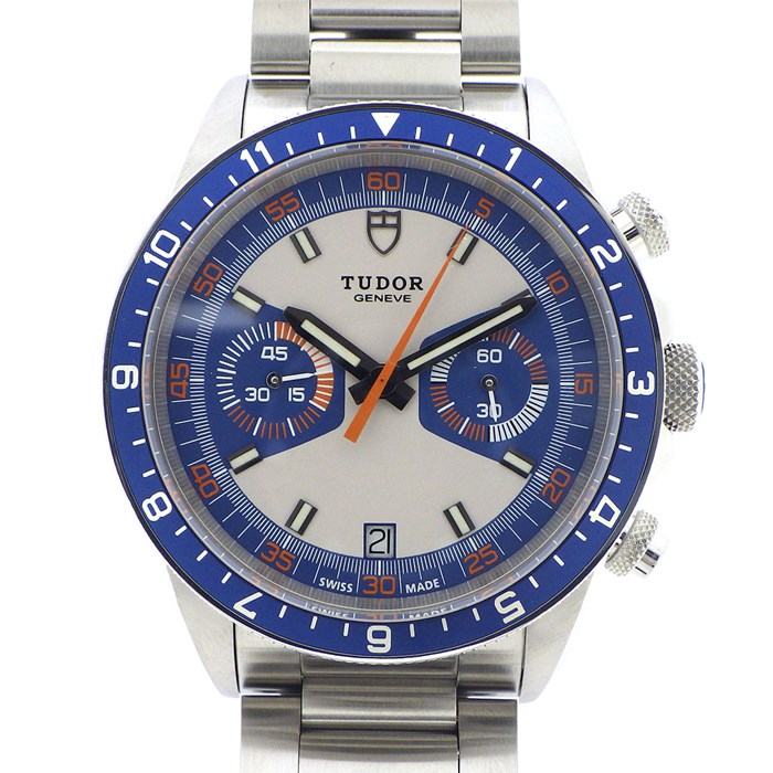 【チューダー(チュードル) TUDOR】腕時計 ヘリテージ 70330B カレンダー クロノグラフ スモールセコンド シルバー/ブルー文字盤 SS 自動巻き 【箱・保付き】 