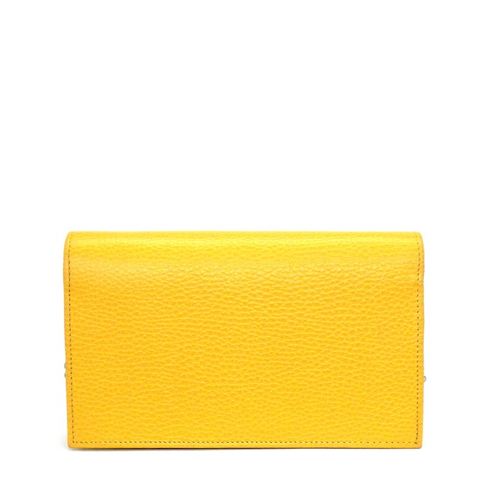 グッチ GUCCI ショルダーバッグ/クラッチバッグ インターロッキングG チェーンウォレット 615523 イエロー レザー ゴールド金具 【中古】