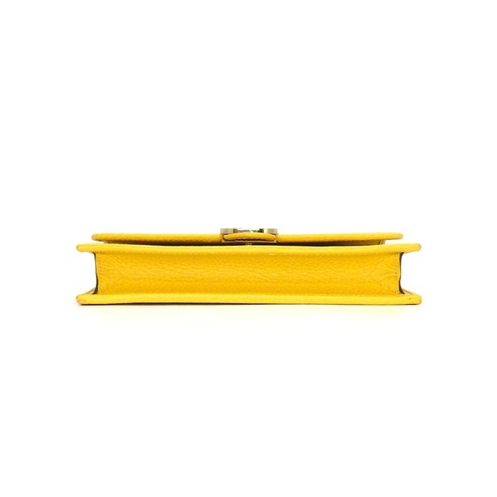 グッチ GUCCI ショルダーバッグ/クラッチバッグ インターロッキングG チェーンウォレット 615523 イエロー レザー ゴールド金具 【中古】