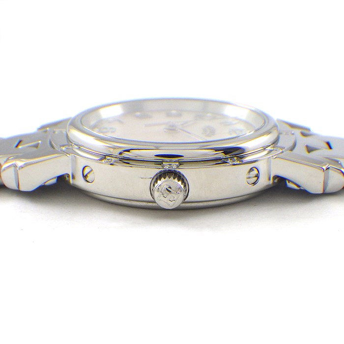 エルメス HERMES 腕時計 クリッパー ナクレ CL4.230 デイト 12ポイント ダイヤベゼル ピンクシェル文字盤 SS クオーツアナログ 【中古】