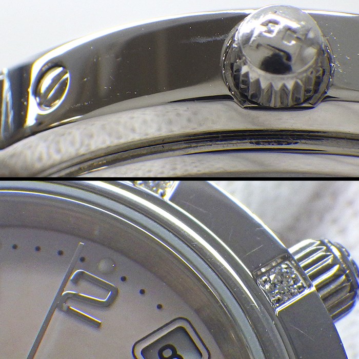 エルメス HERMES 腕時計 クリッパー ナクレ CL4.230 デイト 12ポイント ダイヤベゼル ピンクシェル文字盤 SS クオーツアナログ 【中古】