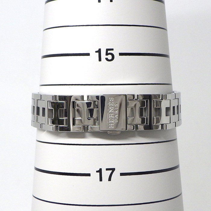 エルメス HERMES 腕時計 クリッパー ナクレ CL4.230 デイト 12ポイント ダイヤベゼル ピンクシェル文字盤 SS クオーツアナログ 【中古】