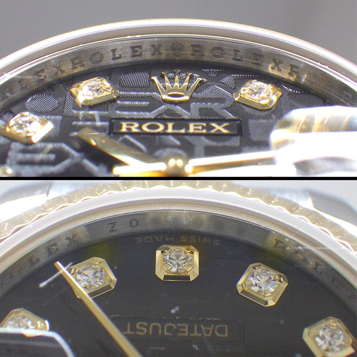 ロレックス Rolex 腕時計 デイトジャスト 26 179173G Z番 2006年製 ルーレット刻印 10ポイント ダイヤインデックス ブラック コンピューター文字盤 彫コン フルーテッドベゼル ジュビリーブレス K18YG SS 自動巻き 【中古】