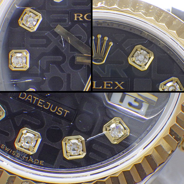 ロレックス Rolex 腕時計 デイトジャスト 26 179173G Z番 2006年製 ルーレット刻印 10ポイント ダイヤインデックス ブラック コンピューター文字盤 彫コン フルーテッドベゼル ジュビリーブレス K18YG SS 自動巻き 【中古】