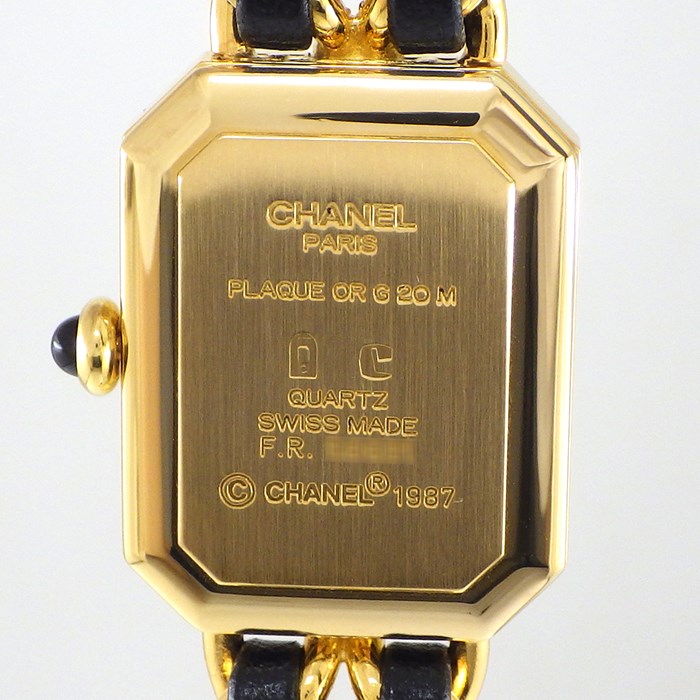 シャネル CHANEL 腕時計 プルミエール M H0001 オクタゴナル ブラック文字盤 チェーンブレス GP レザー クオーツアナログ 【中古】