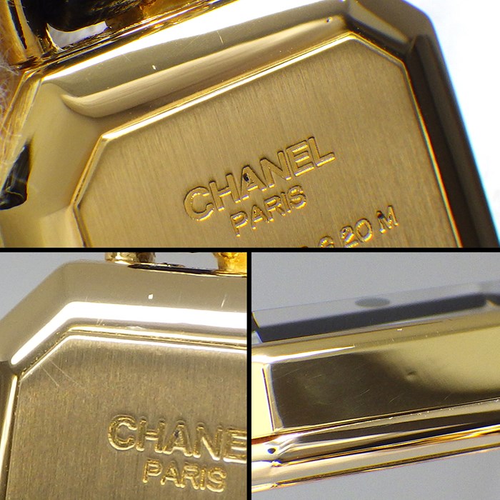 シャネル CHANEL 腕時計 プルミエール M H0001 オクタゴナル ブラック文字盤 チェーンブレス GP レザー クオーツアナログ 【中古】