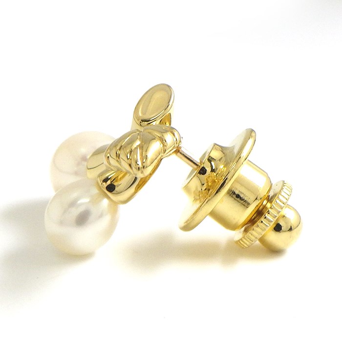 ミキモト MIKIMOTO ピンブローチ チェリー リーフ パール 5.5mm/7.5mm珠 K18YG 【中古】