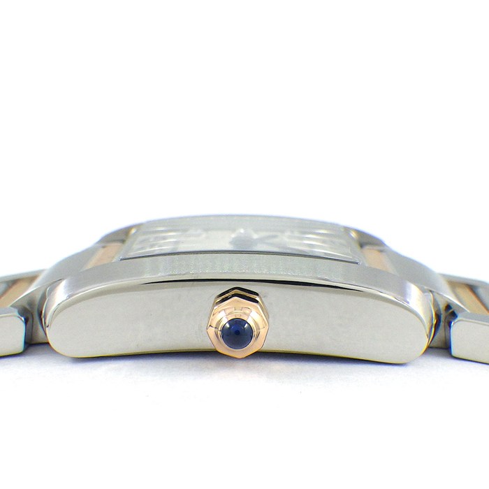 カルティエ Cartier 腕時計 タンク フランセーズ SM WE110004 11ポイント ダイヤインデックス スクエア ギョーシェ シルバー文字盤 K18PG SS クオーツアナログ 【中古】