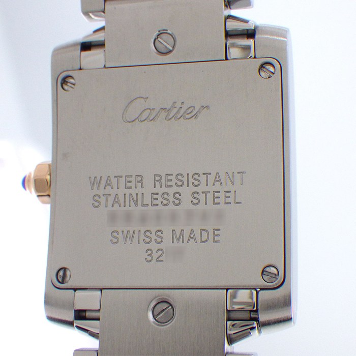 カルティエ Cartier 腕時計 タンク フランセーズ SM WE110004 11ポイント ダイヤインデックス スクエア ギョーシェ シルバー文字盤 K18PG SS クオーツアナログ 【中古】