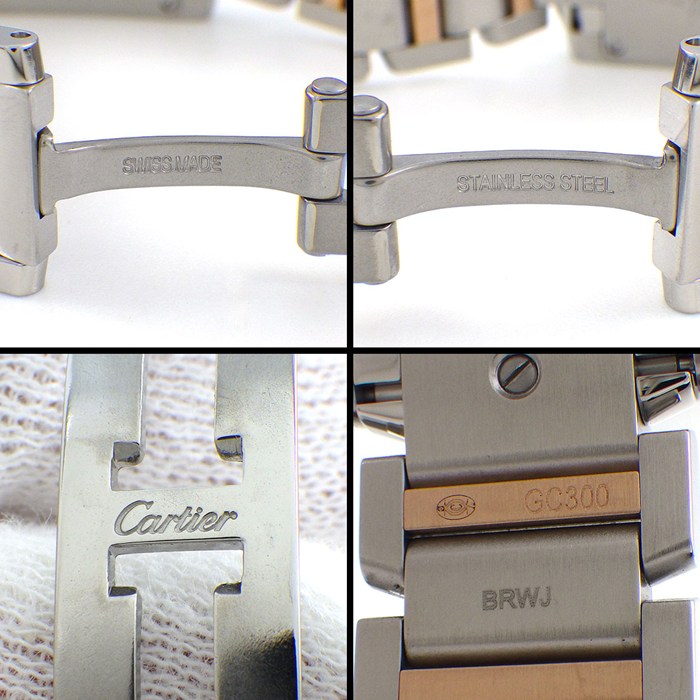 カルティエ Cartier 腕時計 タンク フランセーズ SM WE110004 11ポイント ダイヤインデックス スクエア ギョーシェ シルバー文字盤 K18PG SS クオーツアナログ 【中古】