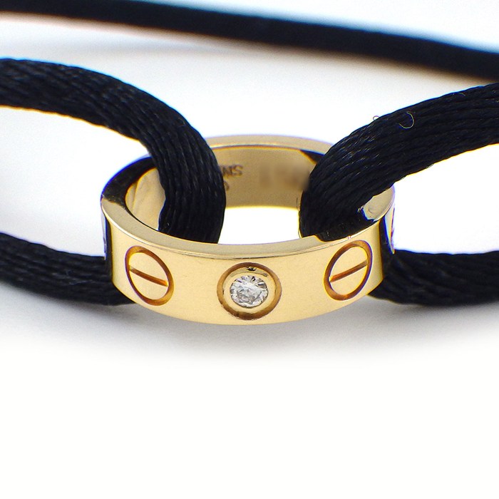カルティエ Cartier ブレスレット ラブブレス 1ポイント ダイヤモンド K18YG ブラック コットンコード 【中古】