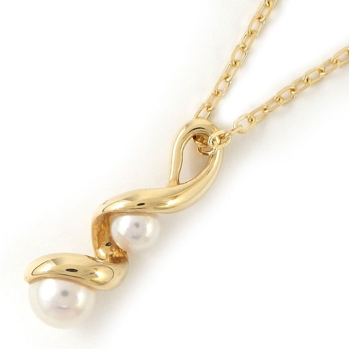 ミキモト MIKIMOTO ネックレス ツイスト パール 3.5/5.0mm珠 K18YG 【中古】
