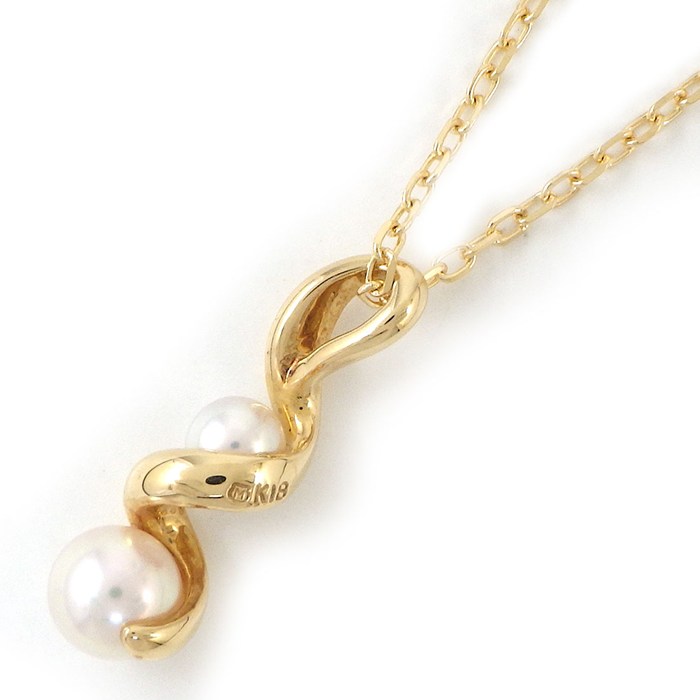 ミキモト MIKIMOTO ネックレス ツイスト パール 3.5/5.0mm珠 K18YG 【中古】