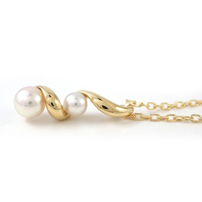 ミキモト MIKIMOTO ネックレス ツイスト パール 3.5/5.0mm珠 K18YG 【中古】