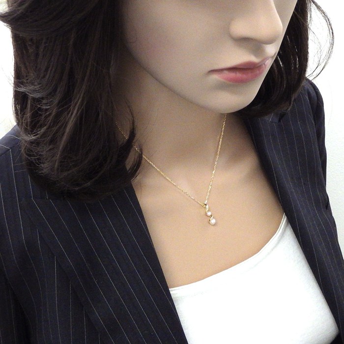 ミキモト MIKIMOTO ネックレス ツイスト パール 3.5/5.0mm珠 K18YG 【中古】