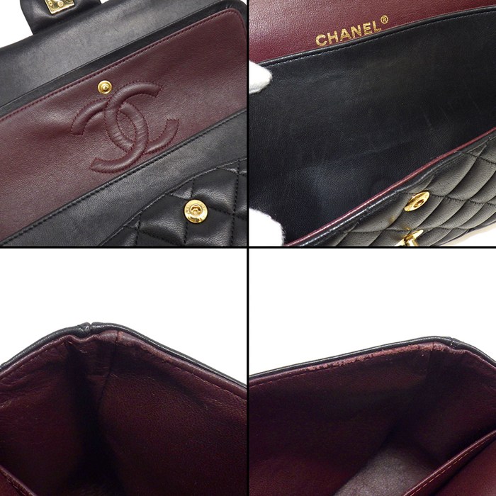 シャネル CHANEL ショルダーバッグ マトラッセ25 11.12 クラシック ハンドバッグ A01112 2014年 ブラック ボルドー ラムスキン 【中古】