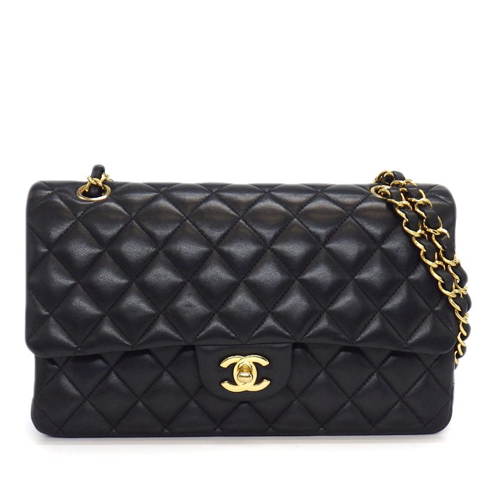 シャネル CHANEL ショルダーバッグ マトラッセ25 11.12 クラシック ハンドバッグ A01112 2014年 ブラック ボルドー ラムスキン 【中古】