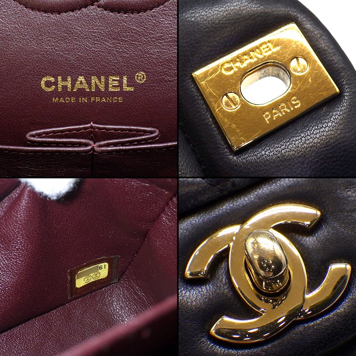 シャネル CHANEL ショルダーバッグ マトラッセ25 11.12 クラシック ハンドバッグ A01112 2014年 ブラック ボルドー ラムスキン 【中古】