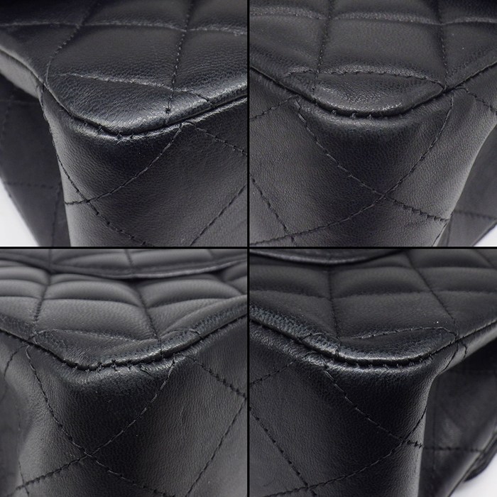 シャネル CHANEL ショルダーバッグ マトラッセ25 11.12 クラシック ハンドバッグ A01112 2014年 ブラック ボルドー ラムスキン 【中古】