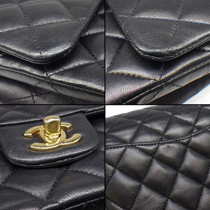 シャネル CHANEL ショルダーバッグ マトラッセ25 11.12 クラシック ハンドバッグ A01112 2014年 ブラック ボルドー ラムスキン 【中古】
