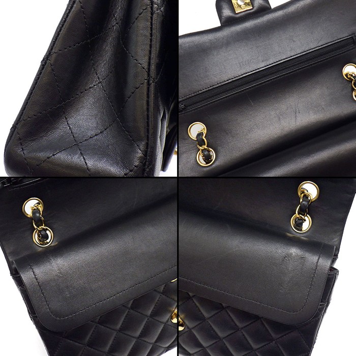 シャネル CHANEL ショルダーバッグ マトラッセ25 11.12 クラシック ハンドバッグ A01112 2014年 ブラック ボルドー ラムスキン 【中古】
