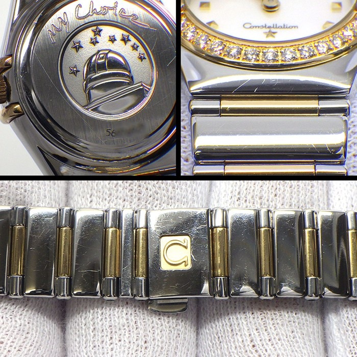 オメガ OMEGA 腕時計 コンステレーション マイチョイス ミニ 1365.71.00 ダイヤベゼル ホワイト マザーオブパール文字盤 K18YG SS クオーツアナログ 【中古】