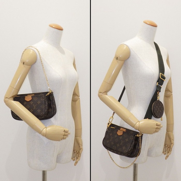 ルイ・ヴィトン LOUIS VUITTON ショルダーバッグ ミュルティポシェットアクセソワール M44813 カーキ モノグラム レザー 【中古】