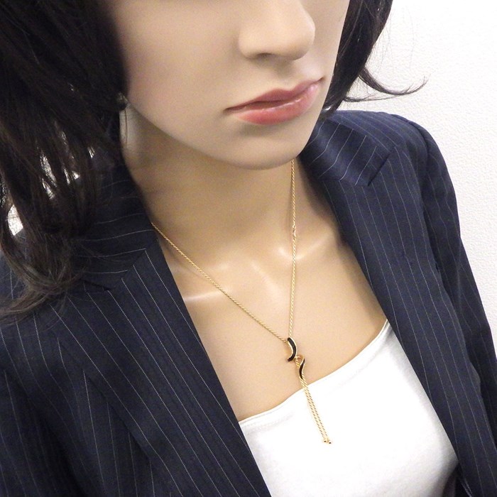 ダミアーニ DAMIANI ネックレス エデン 20073054 蛇 スネーク 2ポイント ダイヤモンド K18PG ブラック セラミック 黒 【中古】