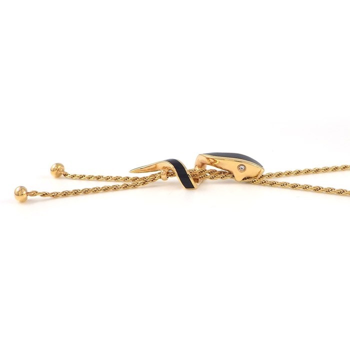 ダミアーニ DAMIANI ネックレス エデン 20073054 蛇 スネーク 2ポイント ダイヤモンド K18PG ブラック セラミック 黒 【中古】