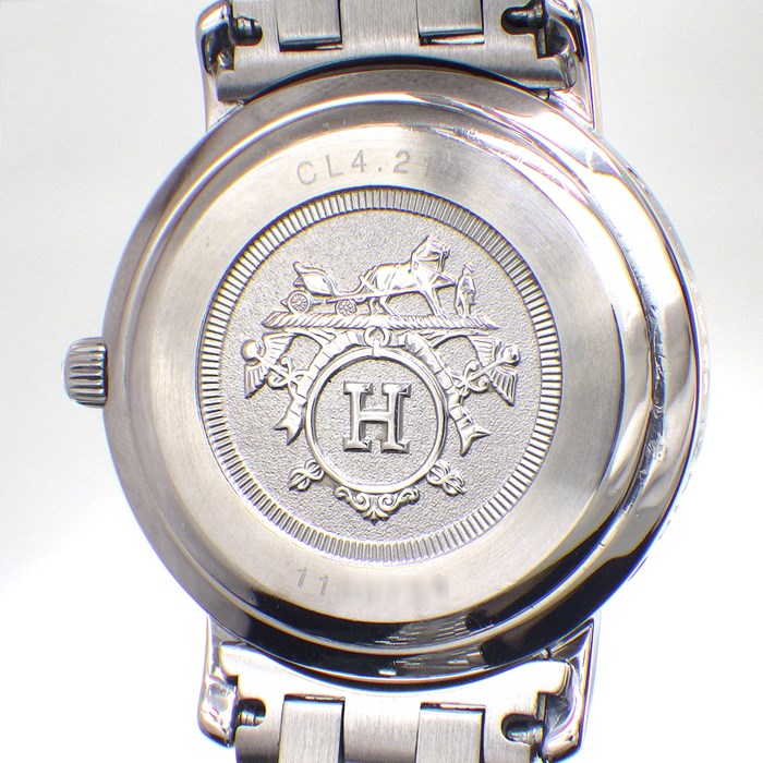 エルメス HERMES 腕時計 クリッパー CL4.210 デイト ホワイト文字盤 SS クオーツアナログ 【中古】