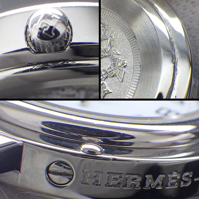 エルメス HERMES 腕時計 クリッパー CL4.210 デイト ホワイト文字盤 SS クオーツアナログ 【中古】